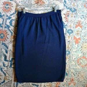 St. John Blue Pencil Skirt With Pockets